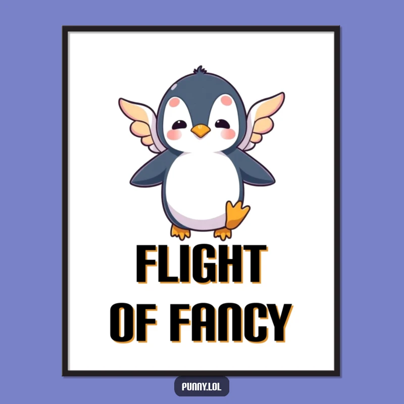 Funny Flying Penguin Digital Art: Instant Dreamy Fun Delivered