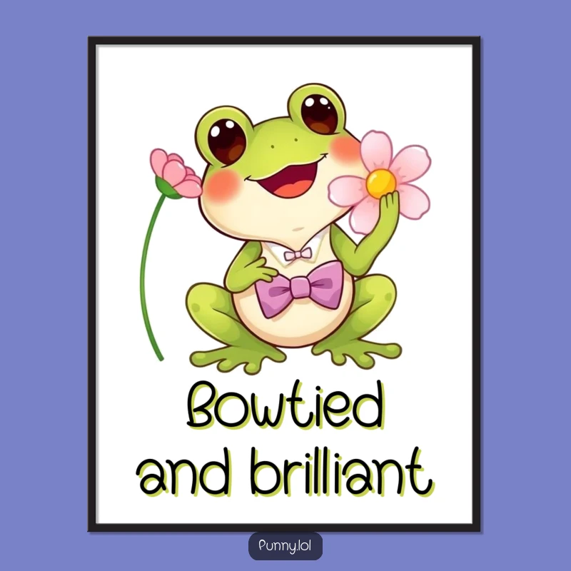 Funny Frog Bowtie Digital Art - Singing Star Printable, Instant Gift