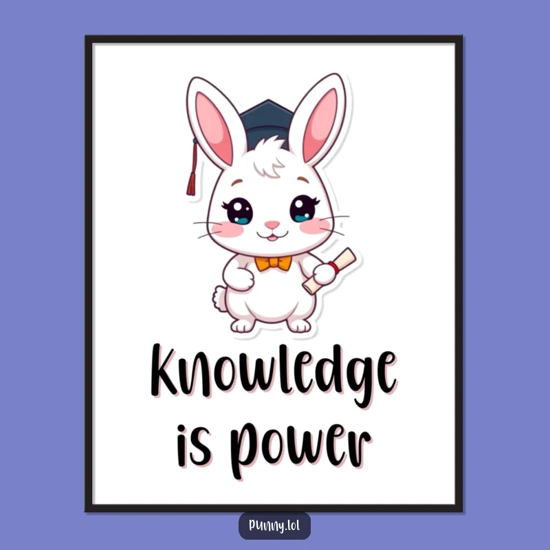 Funny Graduation Rabbit Digital Art: Cheerful Scholar Decor, Perfect Funny Gift