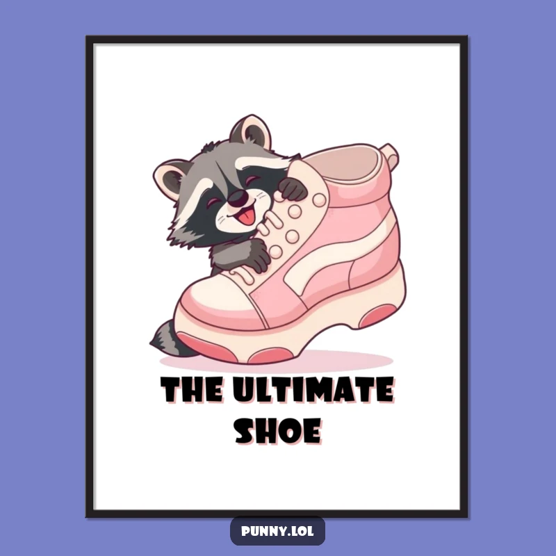 Funny Raccoon Shoe Hug Digital Print: Playful raccoon art for your walls, a downloadable funny gift!
