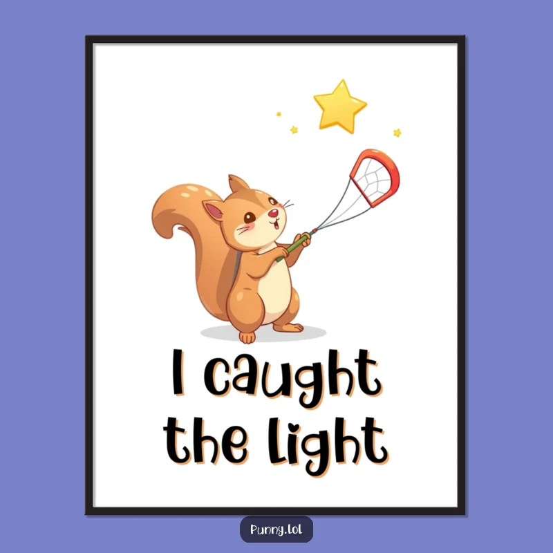Funny Squirrel Star Catcher Digital Print - Instant Whimsical Wall Art, Perfect Printable Funny Gift