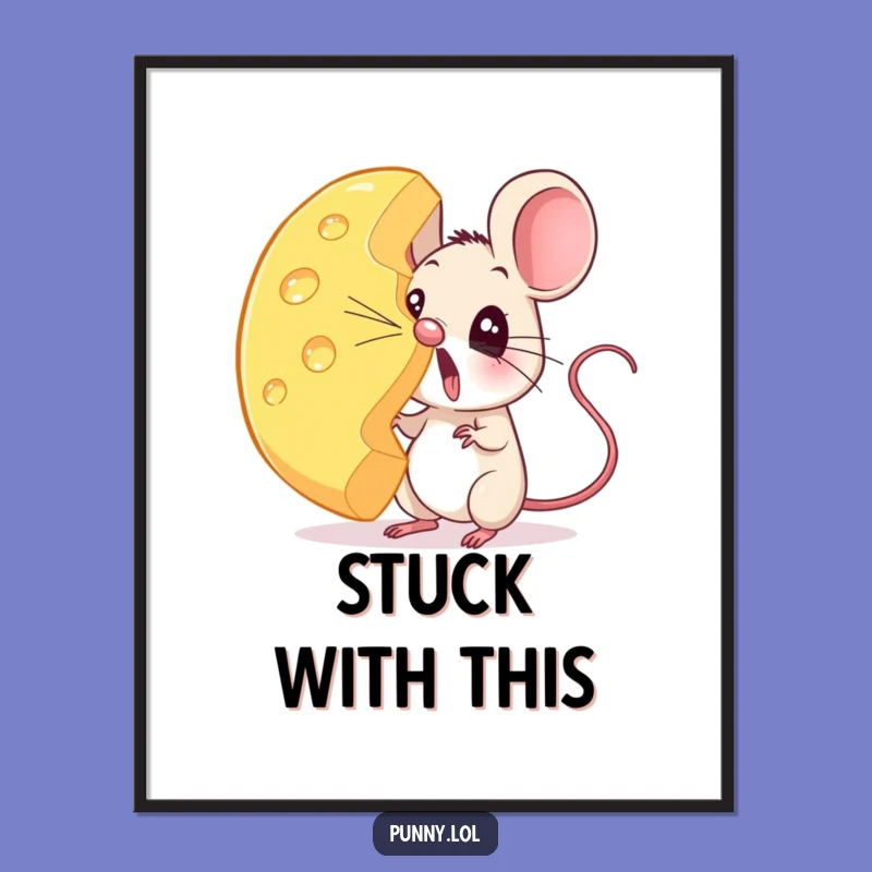 Funny Surprised Mouse Cheese Digital Art - Instant Whimsy for Your Walls