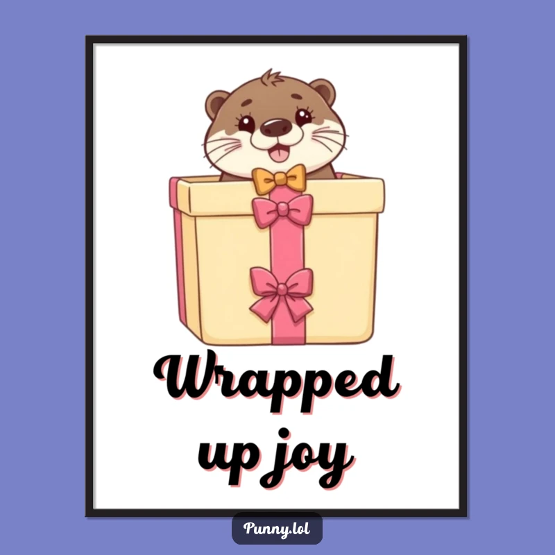 Instant Joy: Funny Otter Bow Tie Gift Box Digital Art Print