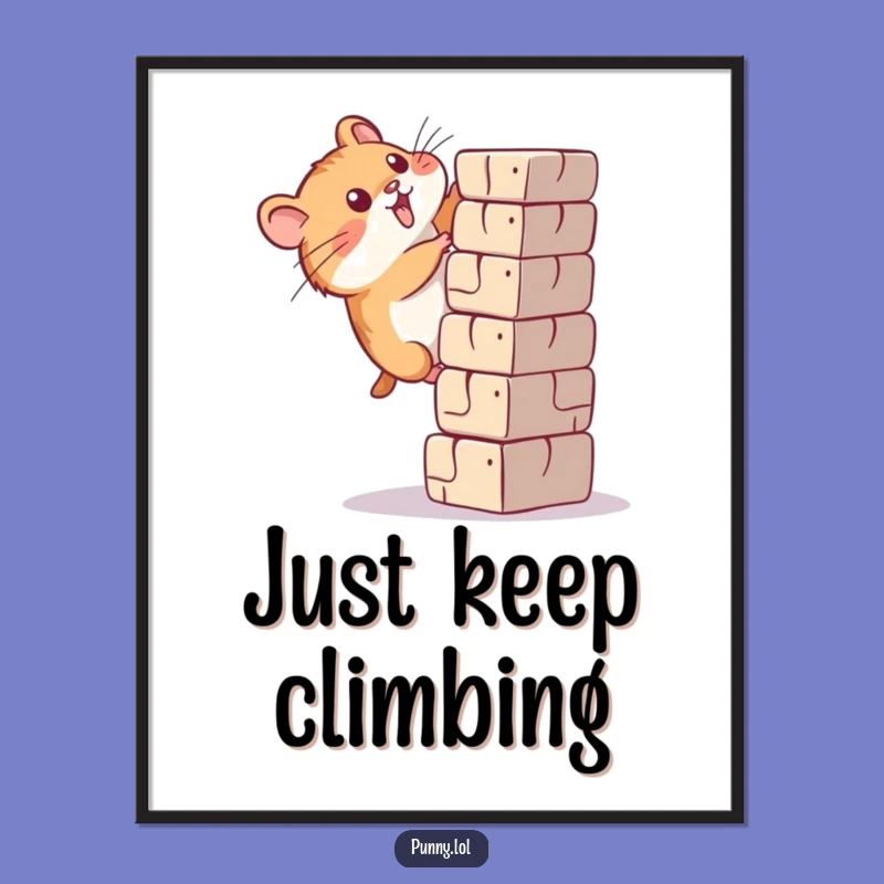 Funny Determined Hamster Climbing Digital Art - Instant Motivation for Your Walls
