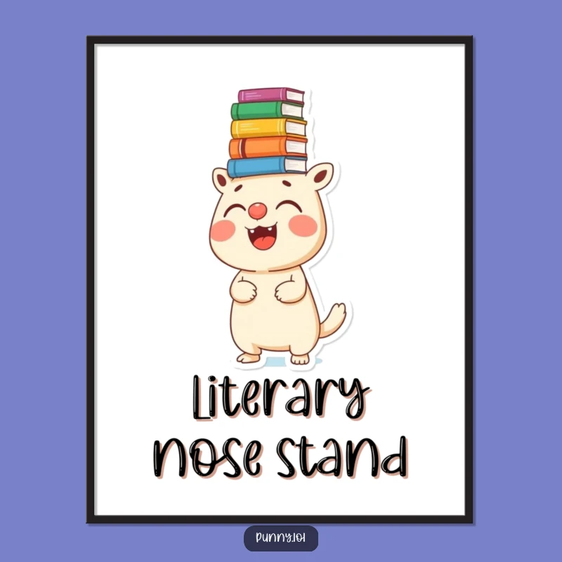 Funny Book Balance Creature Print - Instant Whimsical Art, Hilarious Gift