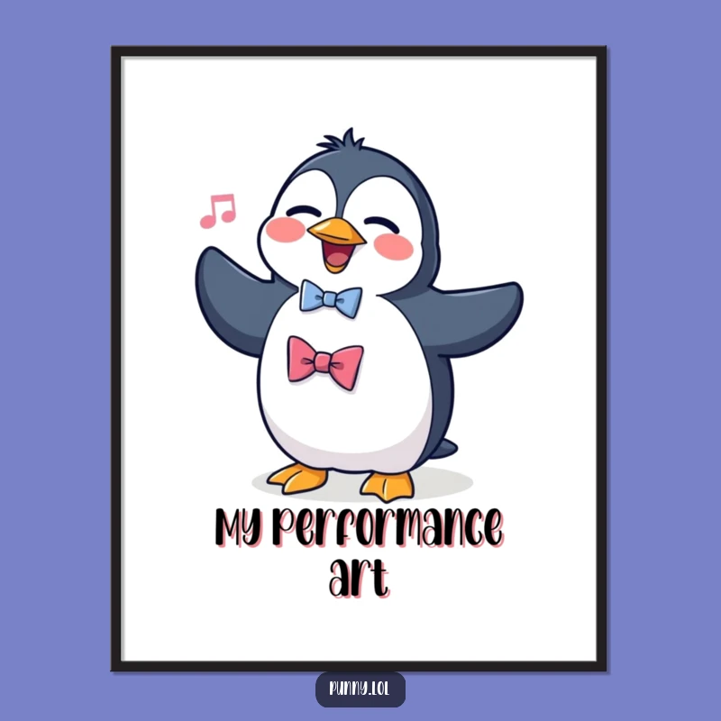 Funny Penguin Opera Digital Art: Whimsical Performing Bird Print, Perfect Gift