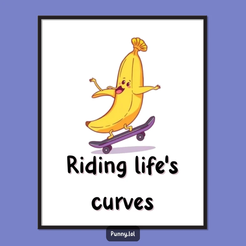 Funny Banana Peel Skateboard Digital Art - Backwards Printable Gift