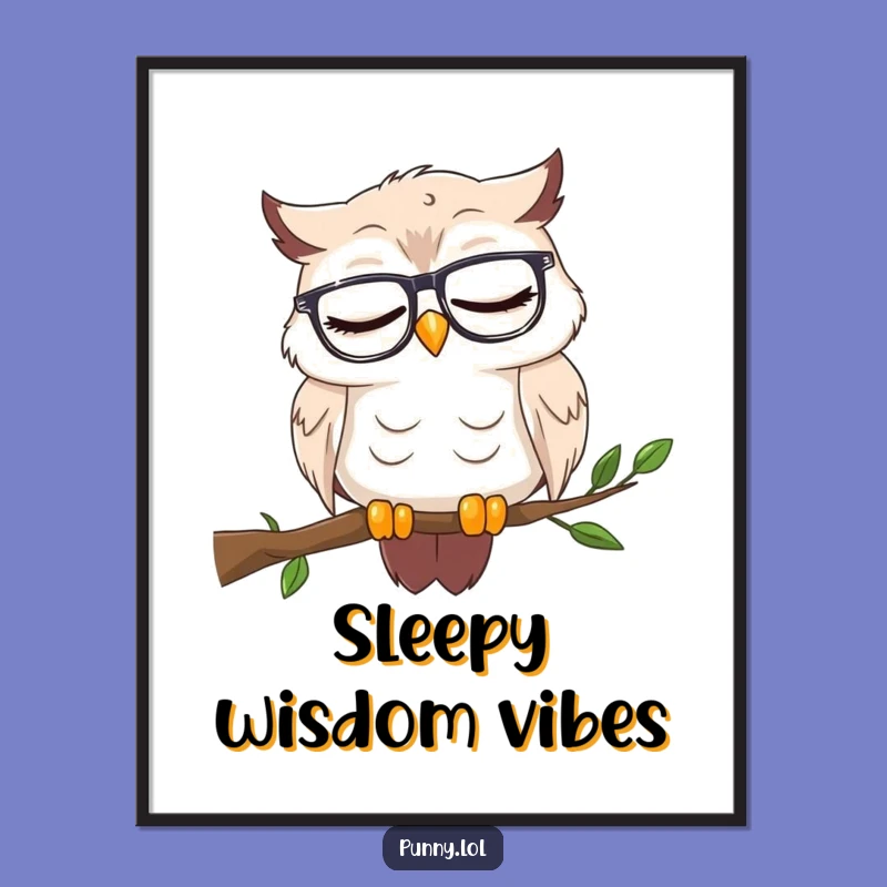 Funny Sleepy Owl Digital Art - Instant Wisdom & Naps for Your Walls!