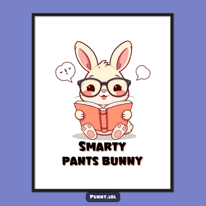 Funny Bookworm Rabbit Digital Art: Instant Laughs for Your Walls
