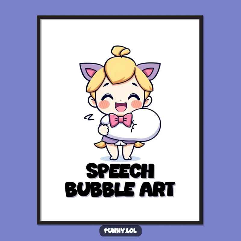 Funny Bowtie Character Speech Bubble Digital Art: Hilarious Printable Decor