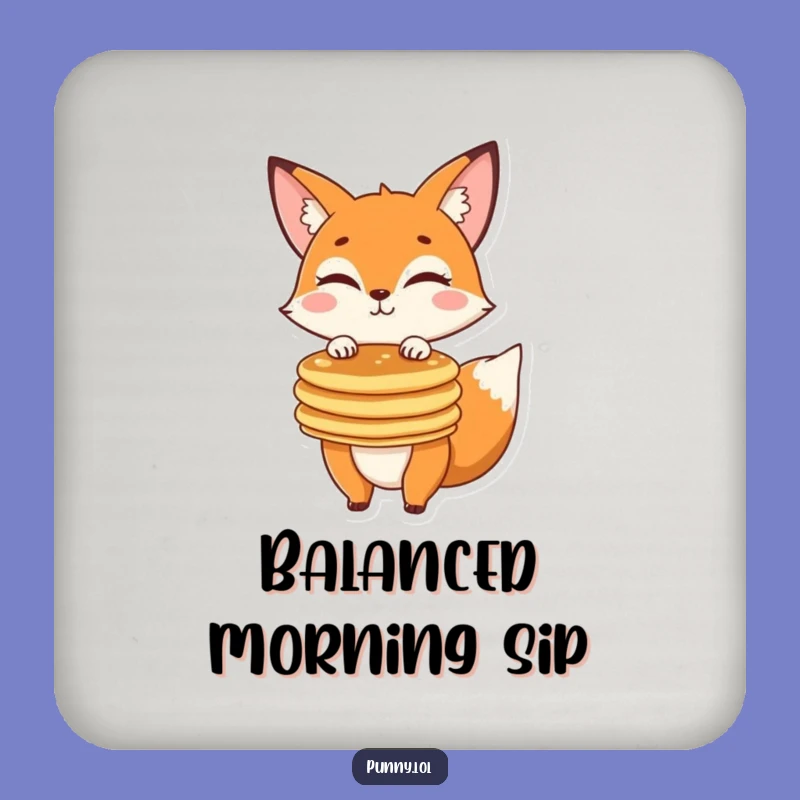 Funny Fox Pancake Drink Coaster Set: Bar Decor & Hilarious Gift