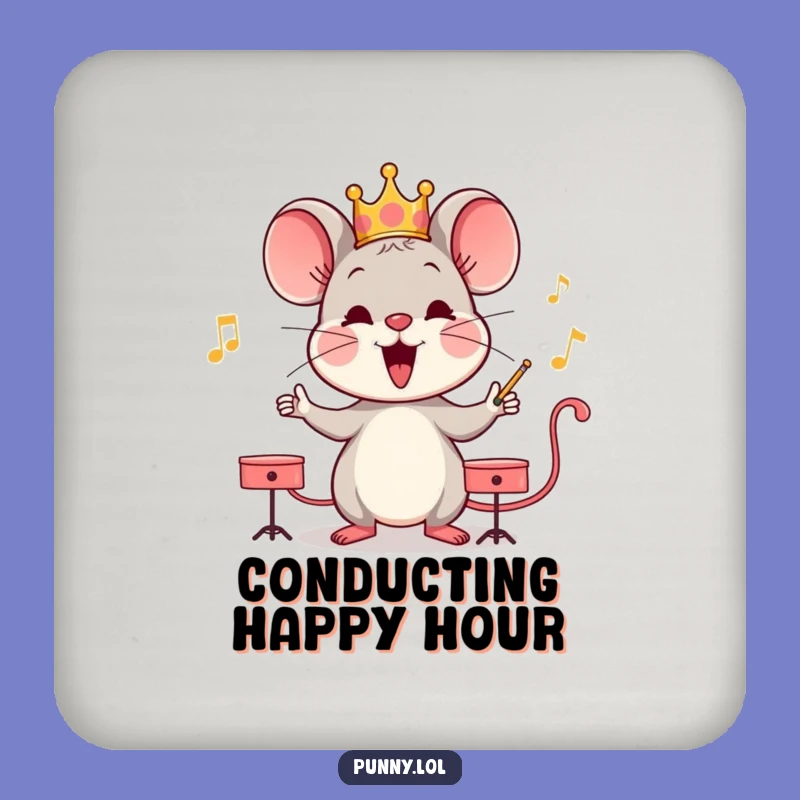Funny Mouse Conductor Coaster Set: Bar Decor & Musical Gift