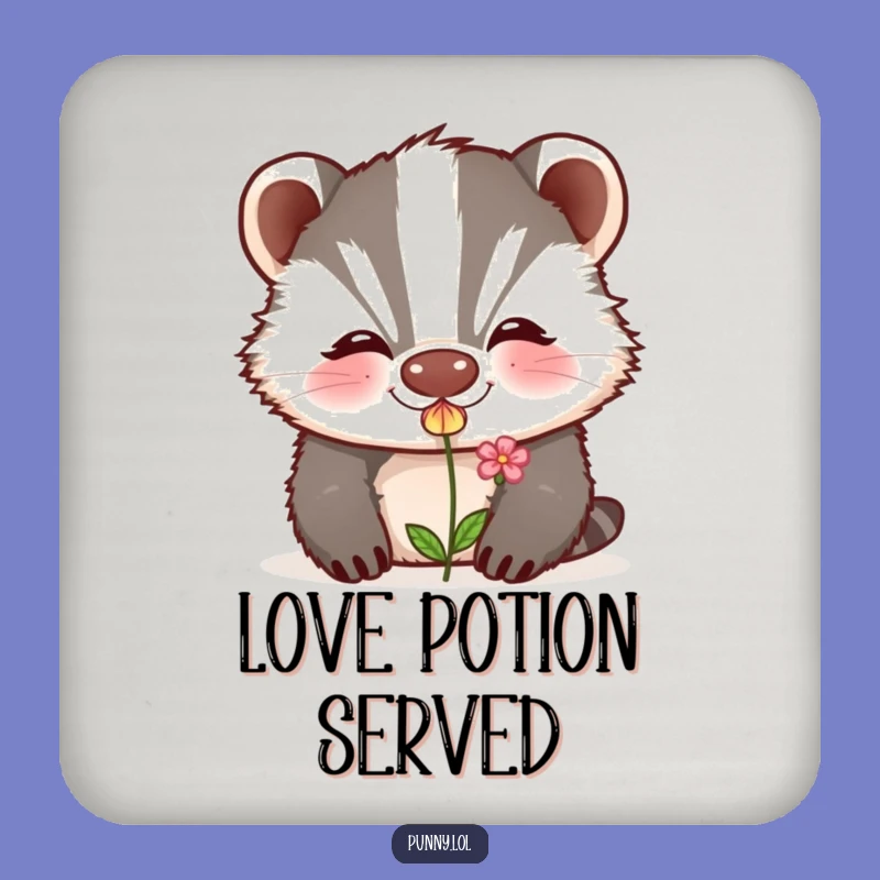 Funny Badger Kiss Coasters: Grinning Flower Kisser Protecting Your Surfaces