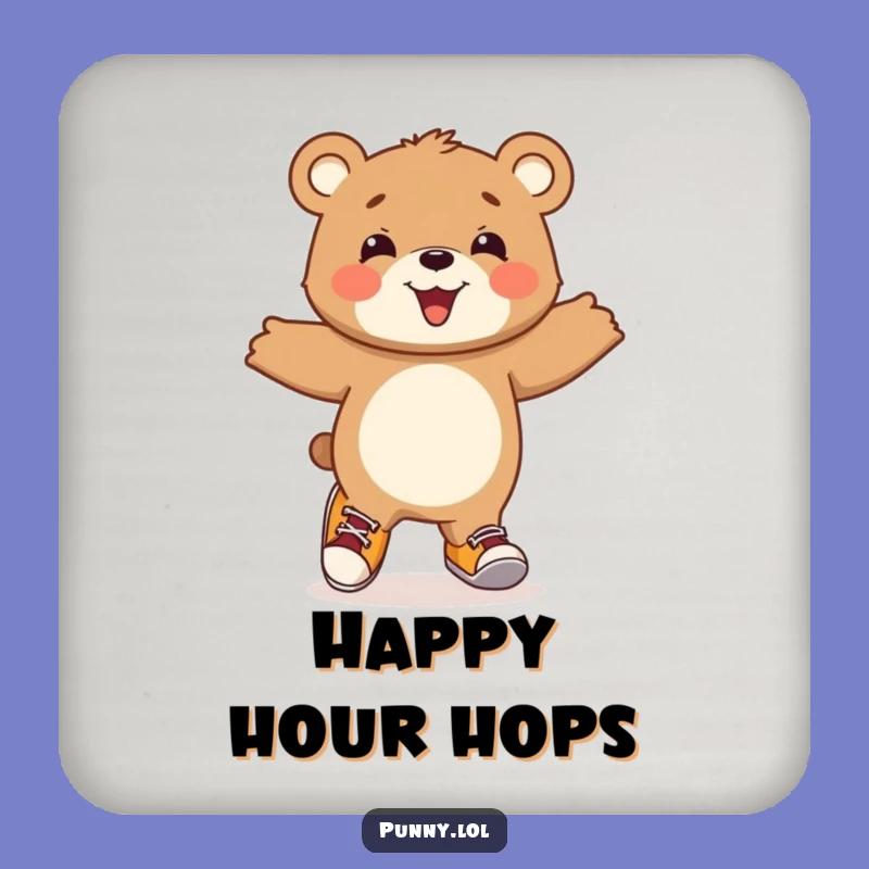 Funny Bear Cub Hopping Coaster: Protect Surfaces with Joyful Charm