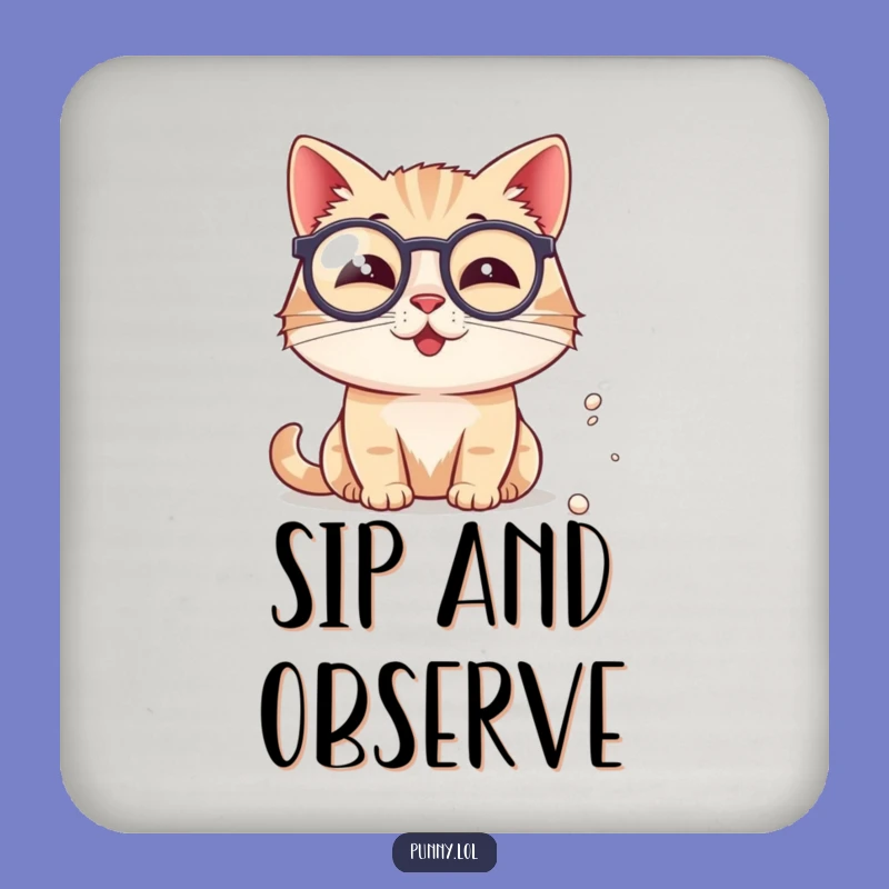 Funny Cat Monocle Coaster - Protect Surfaces with Sophistication, Ideal Funny Gift