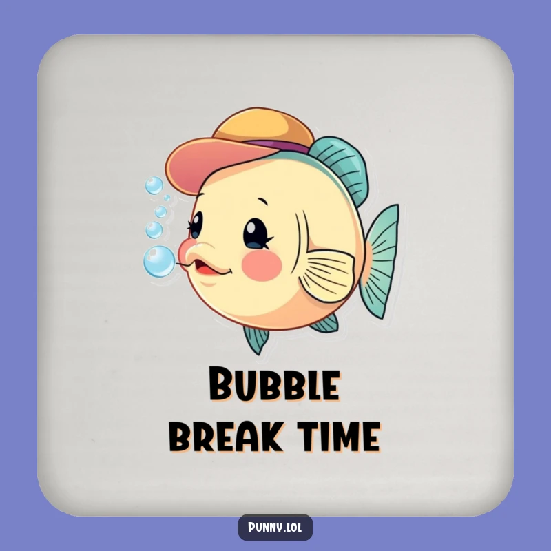 Funny Fish Hat Drink Coaster: Protect Surfaces with a Bubbling Friend Gift
