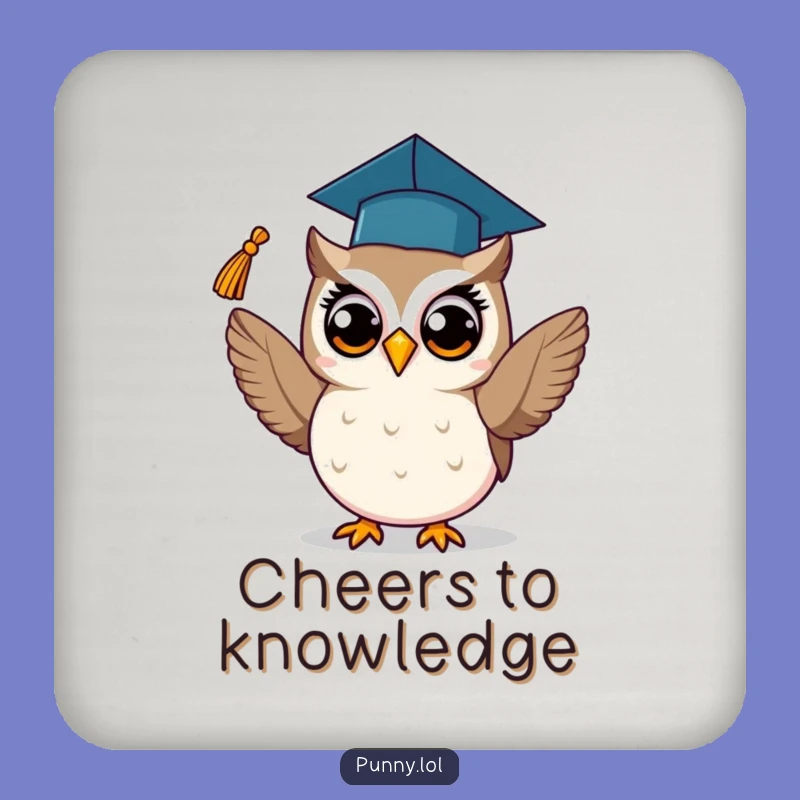 Funny Graduation Owl Drink Coaster: Protect Surfaces with Wisdom