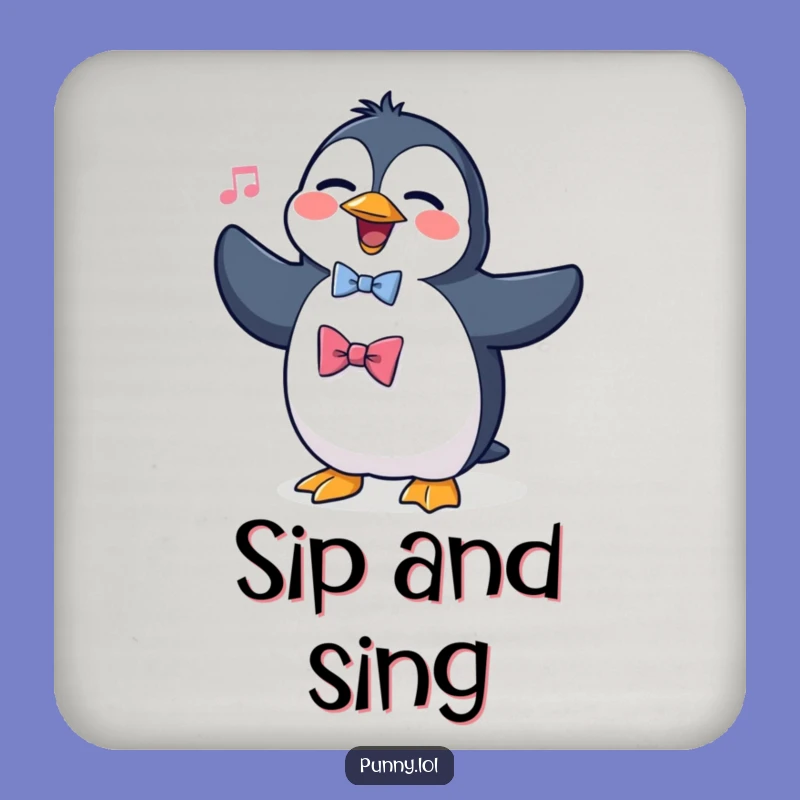 Funny Penguin Opera Coasters: Protect Surfaces with Dramatic Bird Art, Perfect Gift Set