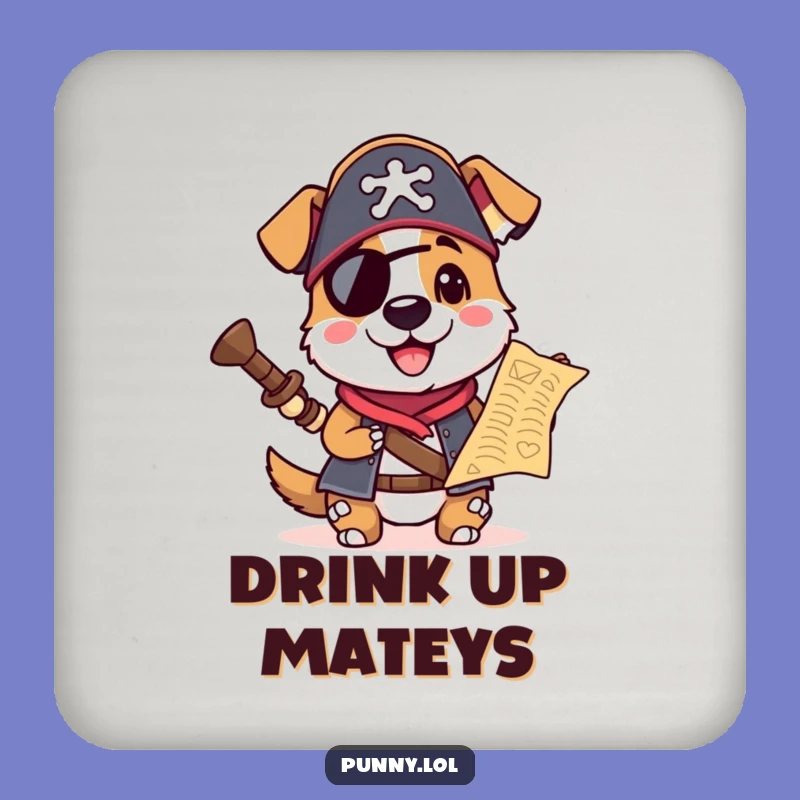 Funny Pirate Dog Drink Coaster: Protect Your Ship from Rings