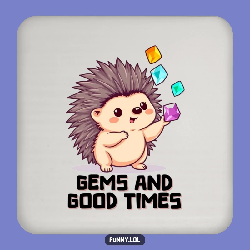 Funny Hedgehog Gem Juggler Coaster: Protect Surfaces Playful Style, Ideal Funny Gift