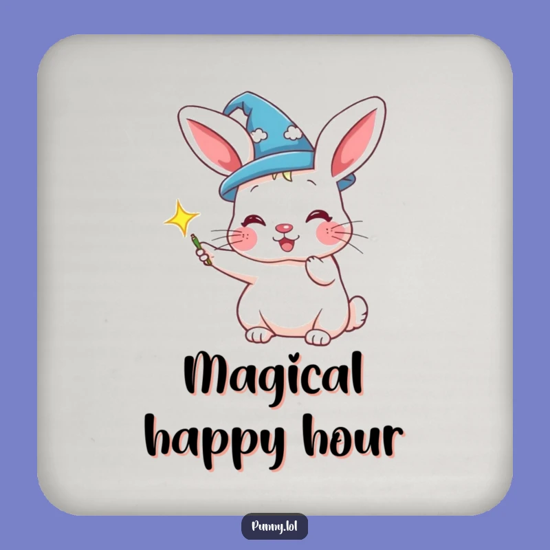 Guard Your Table: Funny Rabbit Wizard Hat Coaster