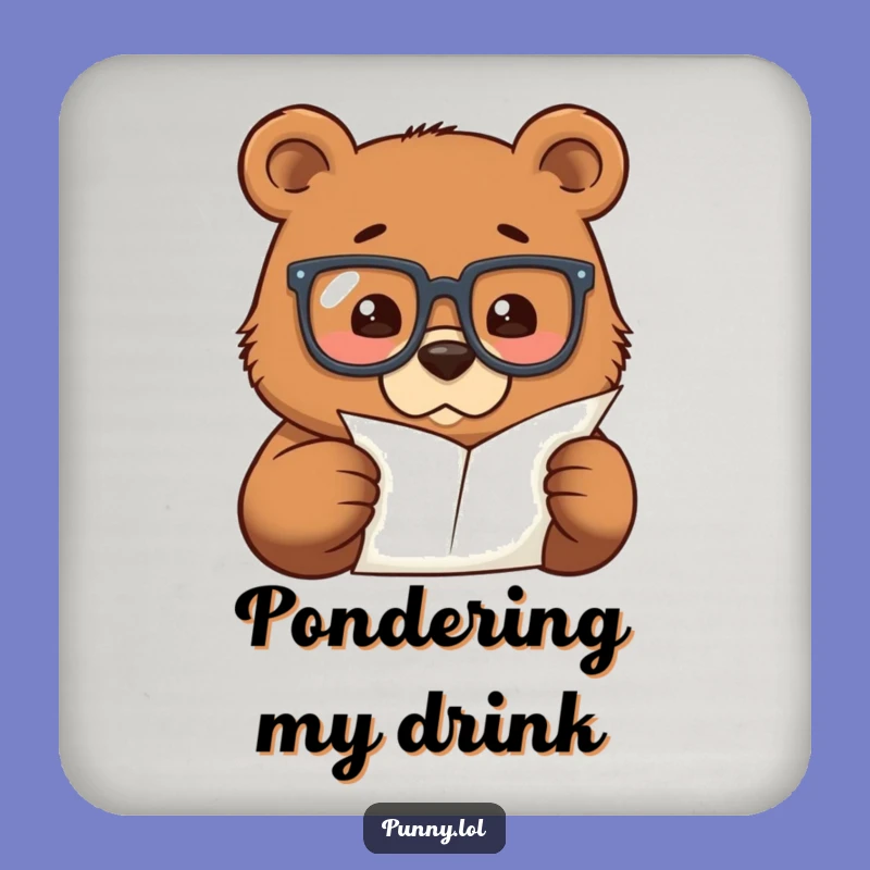 Funny Bear Scholar Coaster: Protect Surfaces Brainy Style, Ideal Funny Gift