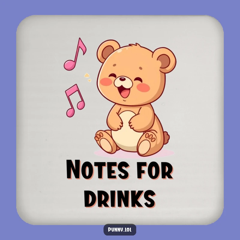 Protect Your Surfaces with this Funny Bear Cub Musical Note Coaster