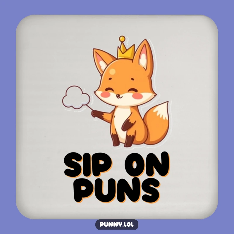 Funny Fox Pun Cloud Drink Coaster - Royal Witty Wordplay Protector Gift
