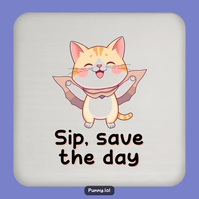 Funny Flying Cat Cape Wings Coaster - Protect Surfaces with Humor