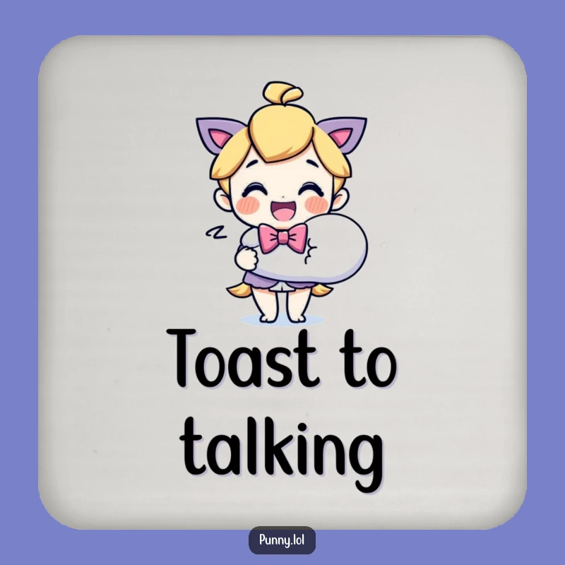 Funny Bowtie Character Speech Bubble Drink Coaster: Protect Surfaces with Hilarious Art