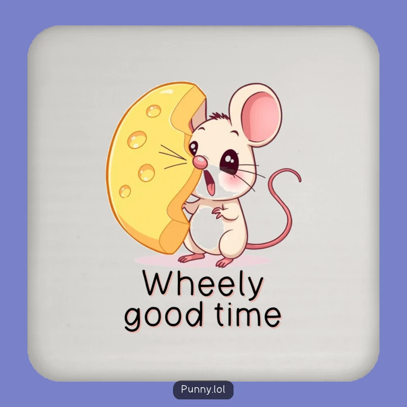 Funny Surprised Mouse Cheese Coaster - Protect Surfaces with Whimsy