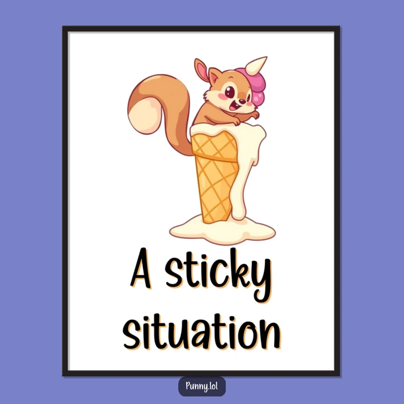 Funny Squirrel Ice Cream Poster: Decorate with Drive! A Whimsical Funny Gift for Walls.