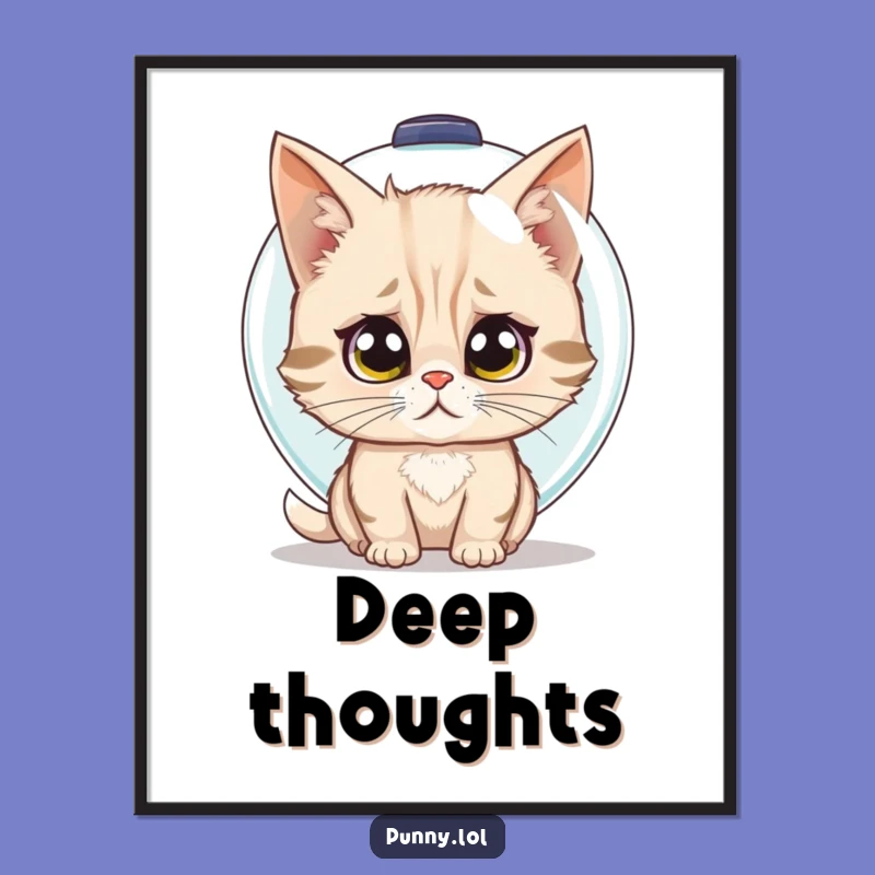 Funny Cat Fishbowl Helmet Poster: Hilarious Art for a Cat Lover's Home