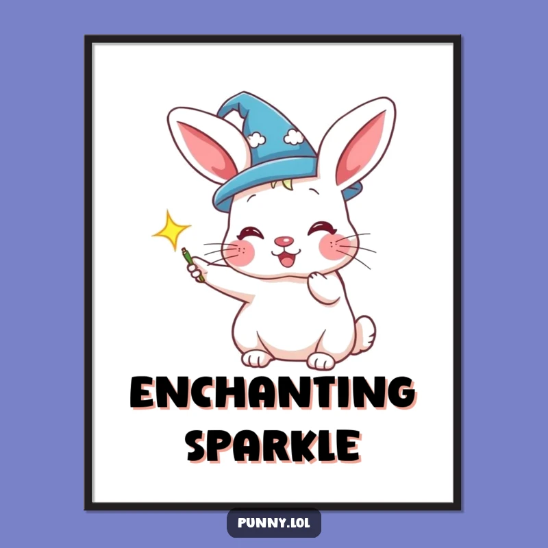 Enchant Your Walls: Funny Rabbit Wizard Hat Poster