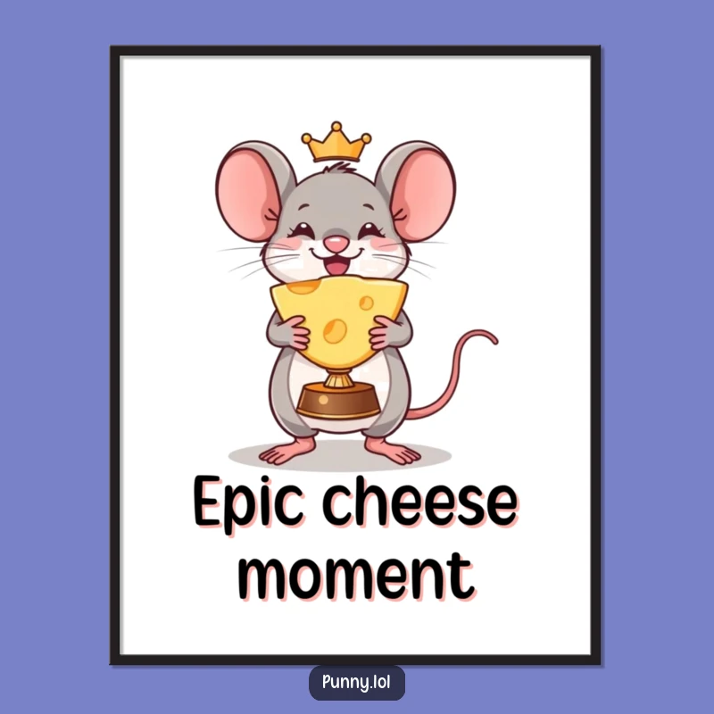 Funny Mouse Cheese Trophy Poster: Celebrate Victories with Hilarious Art