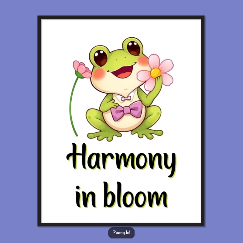 Funny Frog Bowtie Poster - Singing Amphibian Art, Whimsical Wall Decor