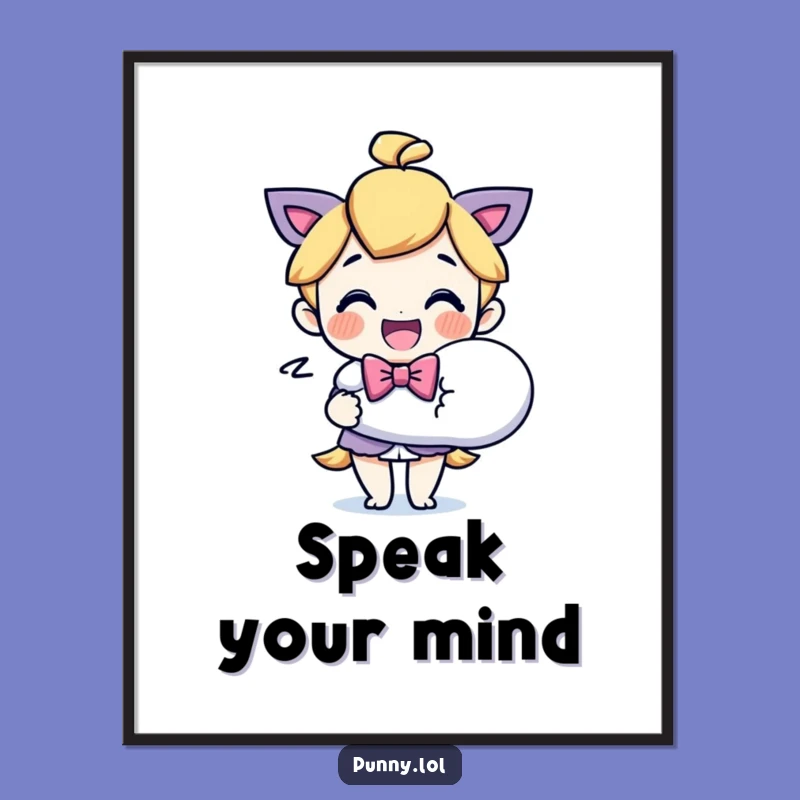 Funny Bowtie Character Speech Bubble Poster: Hilarious Wall Art for Expressive Decor