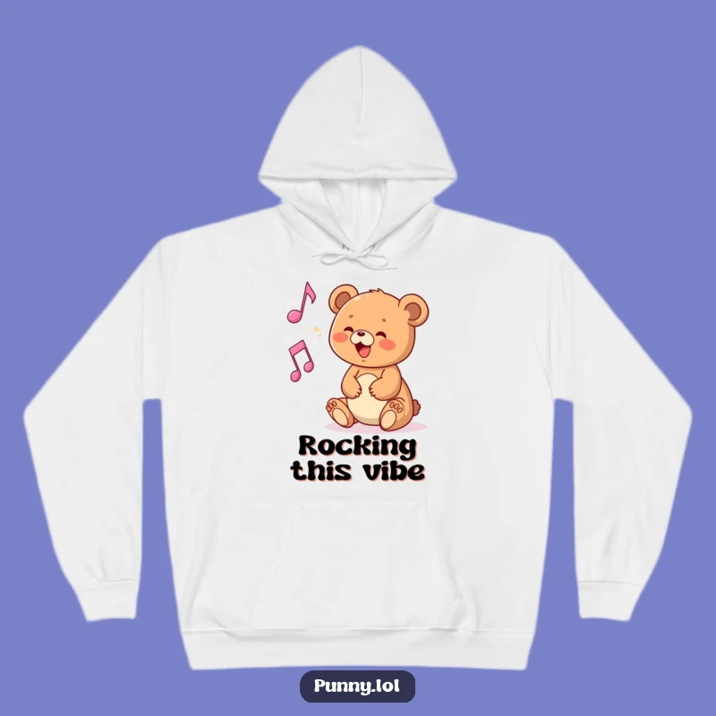 Cozy Funny Bear Cub Musical Note Hoodie: Your Soundtrack to Comfort