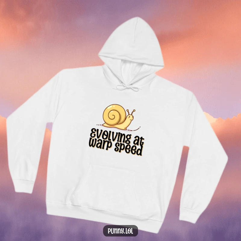 Funny Determined Snail Hoodie: A warm hoodie displaying a snail with a determined look, leaving a trail of words as it advances slowly.