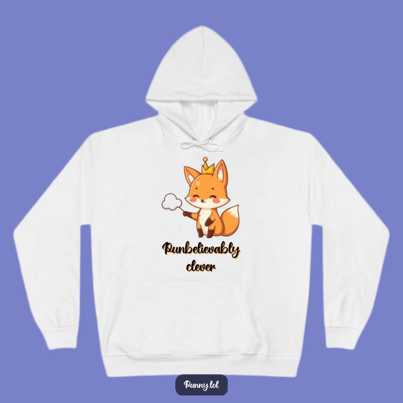 Funny Fox Crown Hoodie - Cozy Royal Pun Cloud Sweatshirt for Witty Minds