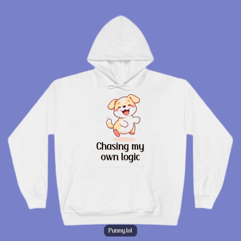 Funny Giggling Dog Chasing Tail Hoodie - Cozy & Comical Canine Wear