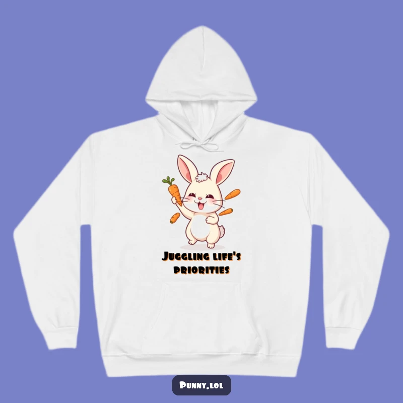 Funny Playful Rabbit Juggling Hoodie - Cozy & Comical Bunny Wear