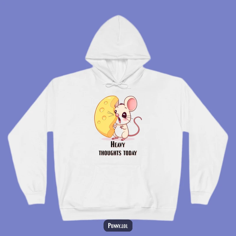 Funny Surprised Mouse Cheese Hoodie - Cozy & Comical Rodent Wear