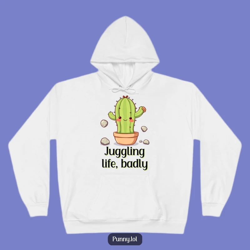 Funny Clumsy Cactus Hoodie - Cozy Up with Juggling Style!