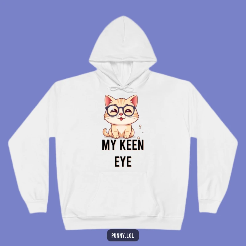 Funny Cat Monocle Hoodie - Cozy & Chic Feline Design, Ideal Funny Gift for Cat Connoisseurs