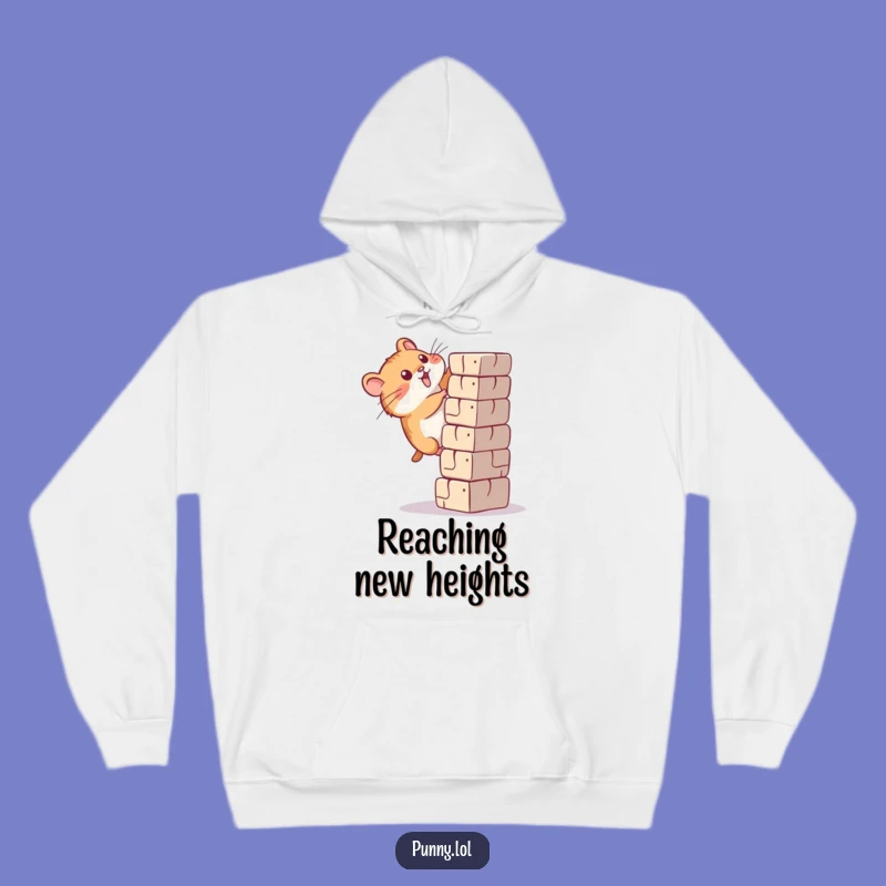 Funny Determined Hamster Climbing Hoodie - Cozy & Comical Motivational Wear