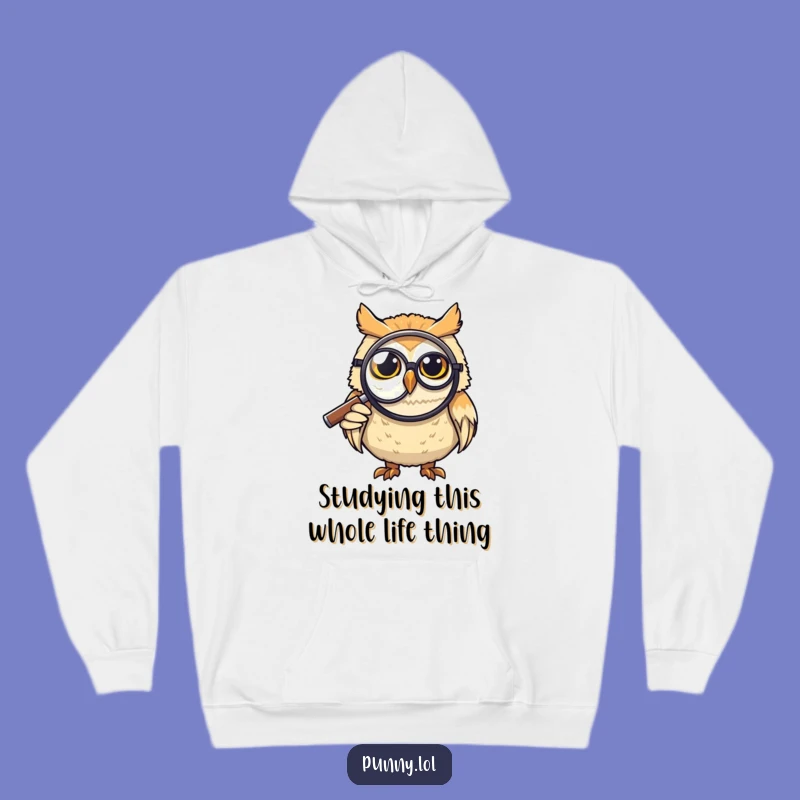 Funny Grinning Owl Monocle Hoodie: Cozy Humor for the Intellectually Amused