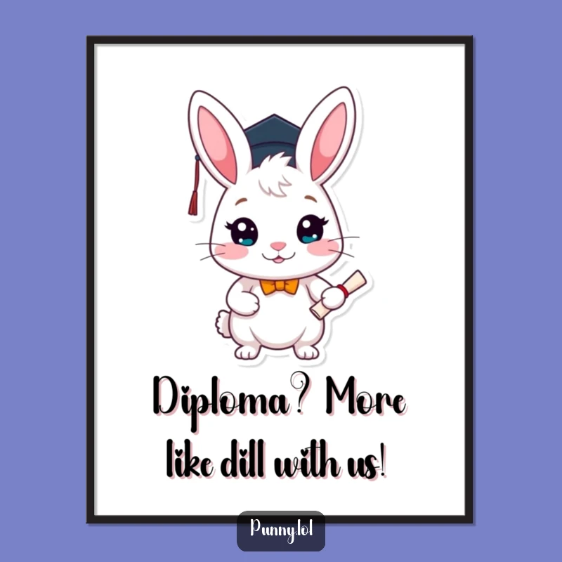 Funny Bunny Graduation Art: Free Printable Wall Decor Downloadable Gift