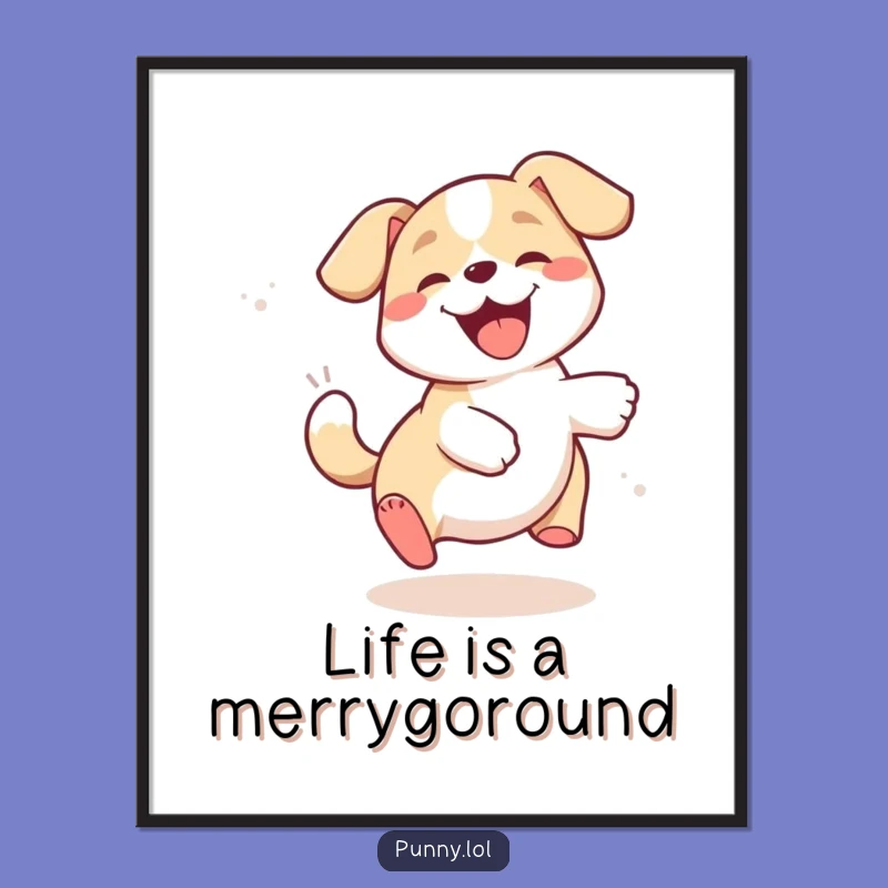 Free Printable Funny Dog Wall Art: Giggling Pup Tail Chase Downloadable Decor