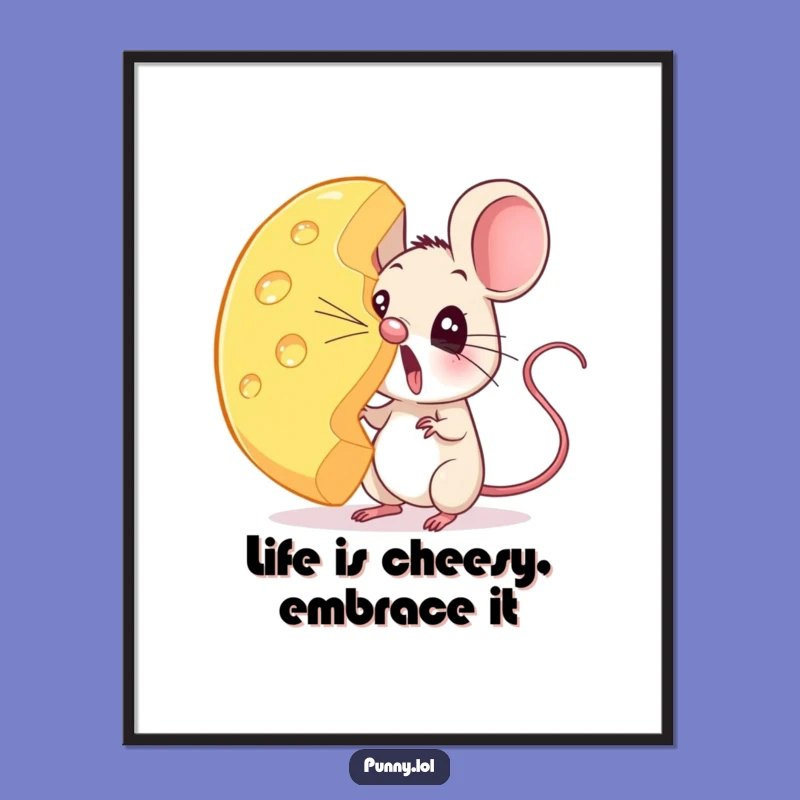 Free Printable Funny Mouse Wall Art: Giant Cheese Balance Downloadable Decor